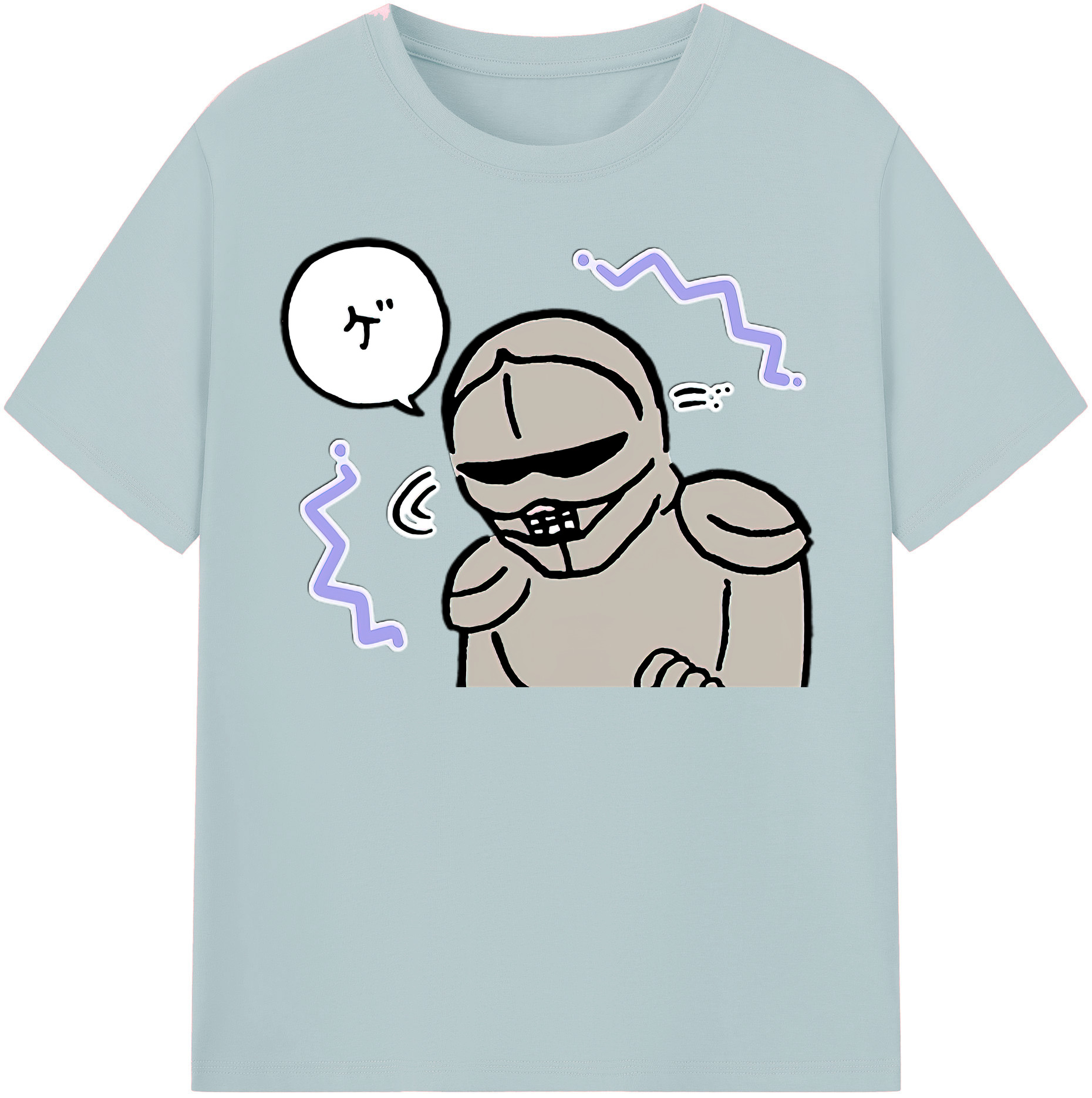 （画像用） ちいかわ 労働の鎧さん Chii-kawa Mr. Armor of Labor 綿100％半袖Tシャツ（フロントプリント）
